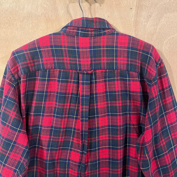 Chap's Men's Size XXL Plaid Flannel Button Down. Holiday Red & Hunter Green - Picture 6 of 9